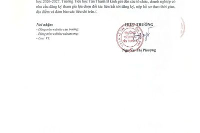 THÔNG BÁO LỰA CHỌN ĐỐI TÁC LIÊN KẾT GIẢNG DẠY NĂM HỌC 2026 – 2027